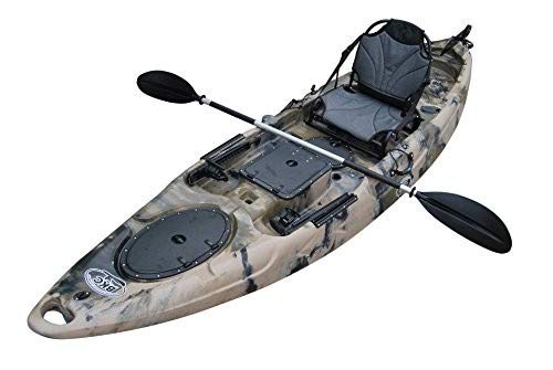 BKC UH-RA220 11.5 Foot Angler Sit On Top Fishing Kayak with Paddles and Upright Chair and Rudder...