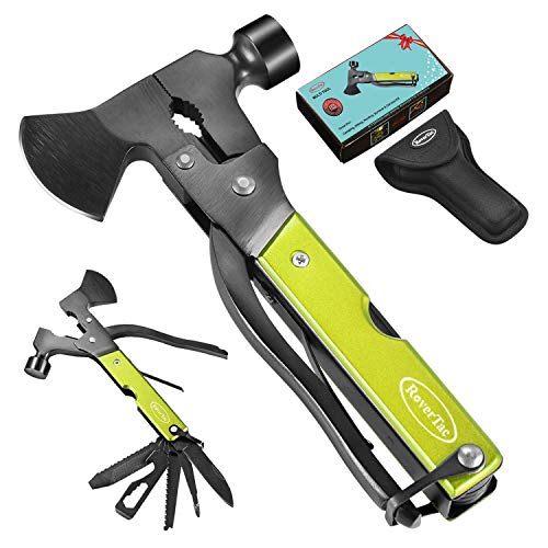 RoverTac Multitool Camping Accessories Survival Gear and Equipment 14 in 1 Hatchet with Knife Axe...